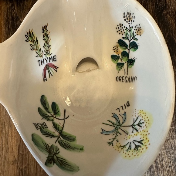 Gravy Boat / Separator Our Own Import Japan Ceramic Herb Theme White & Pink 6.5" - Picture 2 of 10